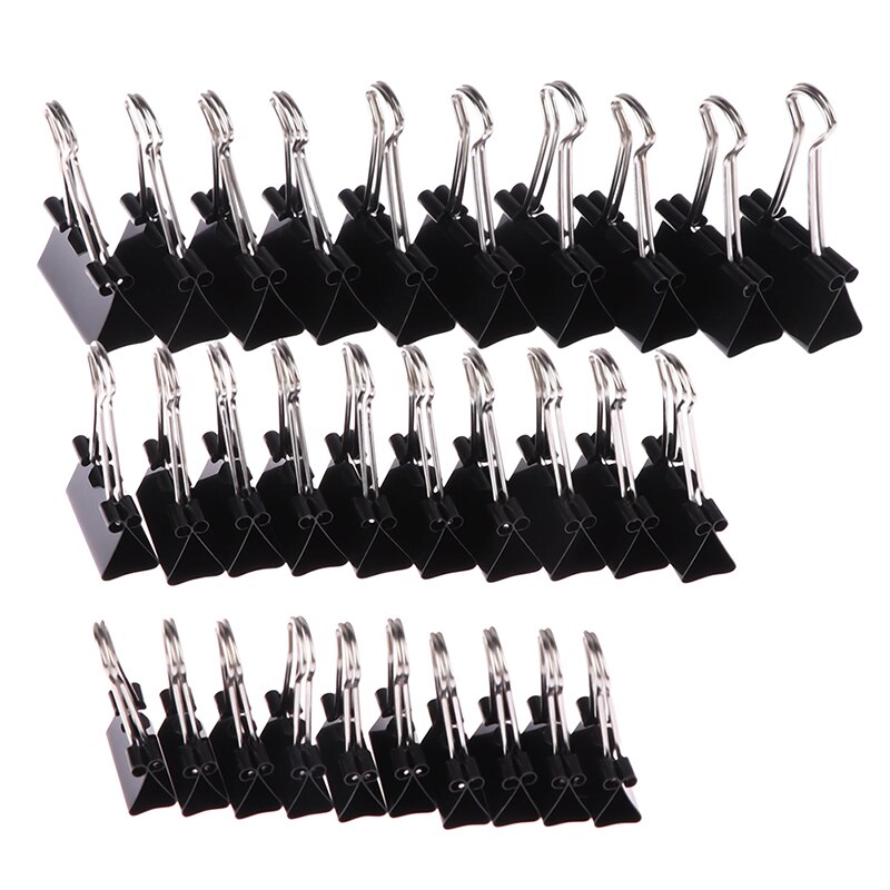 19mm/ 25mm/ 32mm 10pcs/lot Black Metal Binder Clips Notes Letter Paper Clip Office Supplies Binding Securing Clips
