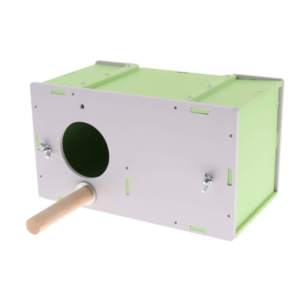 Wood Pet Bird Breeding Box Bird Incubator Box Bird Parrot Breeding Cages Pet Accessories Home With Station Sticks And Screws: green