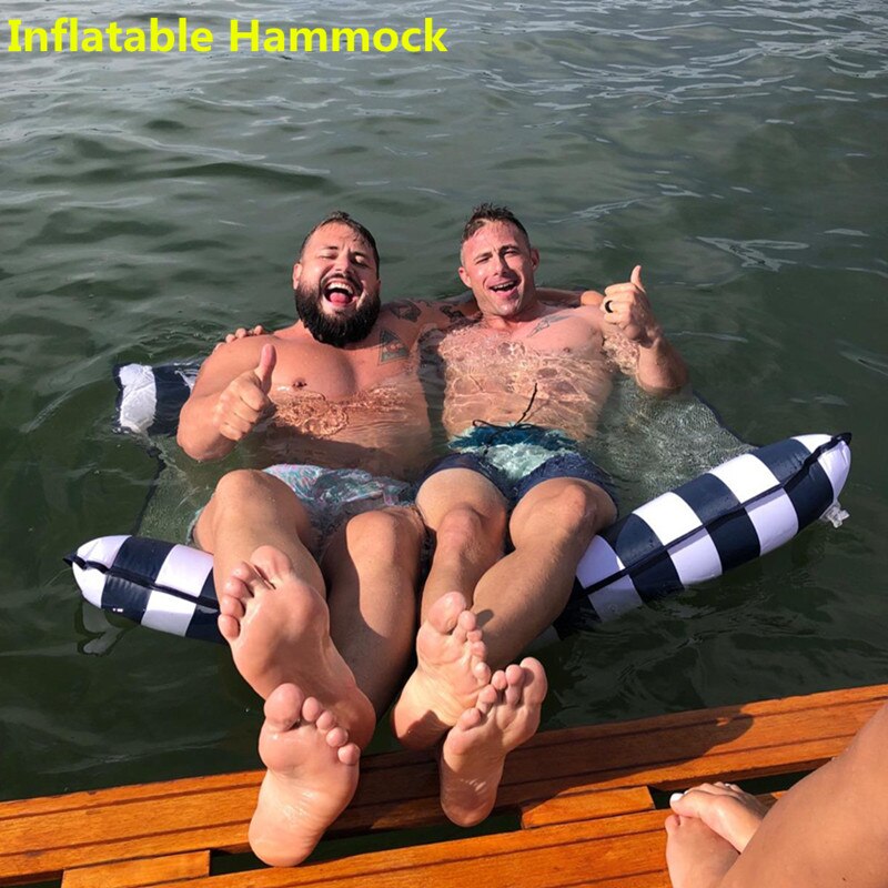 Pvc Zomer Opblaasbare Opvouwbare Drijvende Rij Luchtbedden Bed Zwembad Water Hangmat Strand Water Sport Lounger Stoel