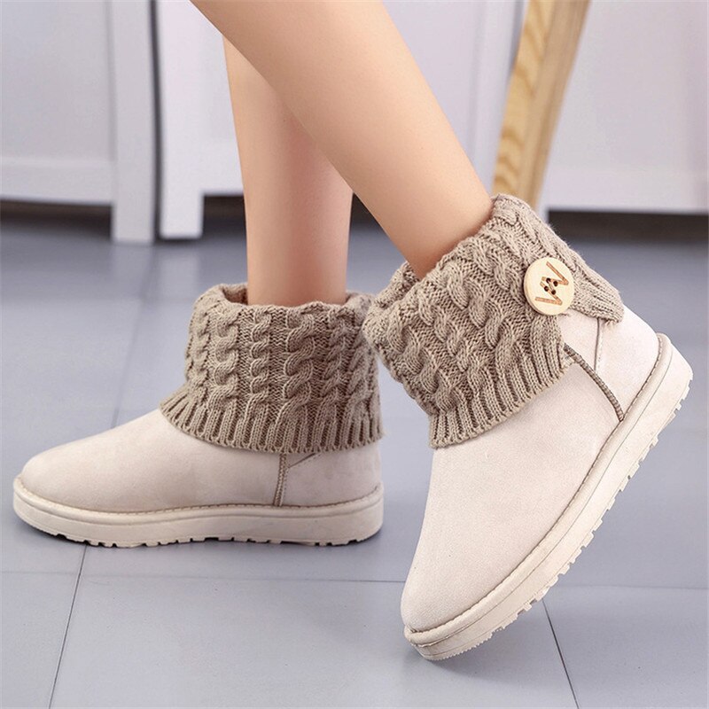 Winter Große Mädchen Schnee Stiefel Frau Wilden Gestrickte nackt Stiefel freundlicher Dicke Warme Schüler Anti-Schleudern große Größe Mädchen schnee Stiefel