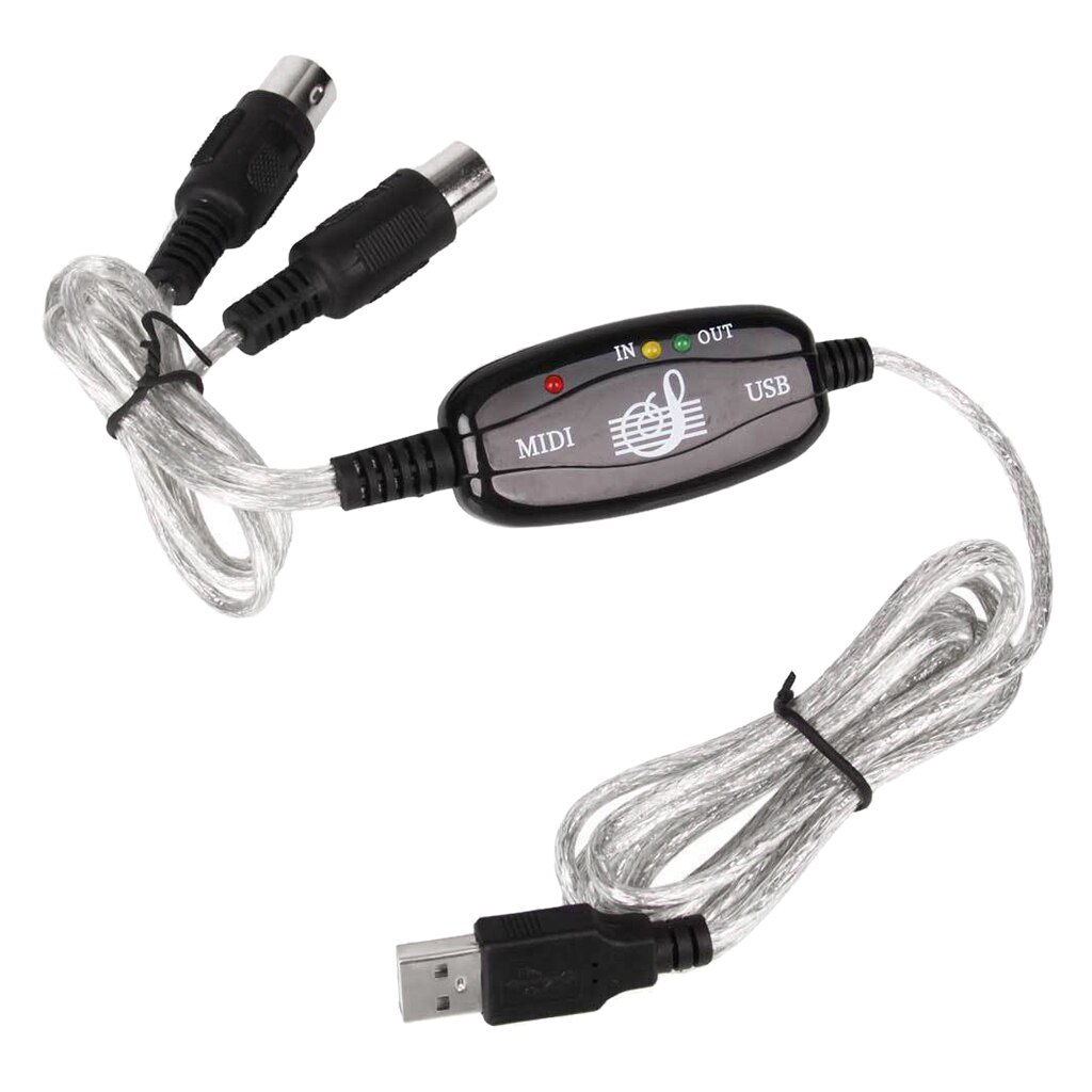 2 metros USB IN OUT Cable MIDI de interfaz de 5 pines Midi a convertidor de Cable USB PC a música teclado adaptador
