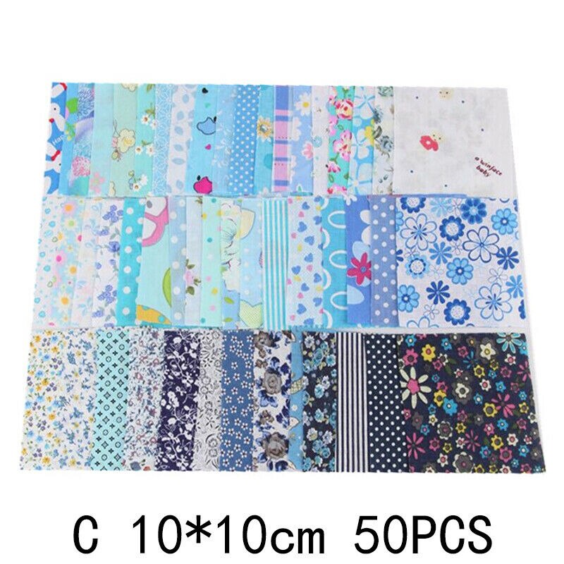 50 Stks/set 10*10Cm Vierkante Bloemenprint 100% Katoen Stof Patchwork Doek Craft Naaien Kleding Handgemaakte Materiaal Diy accessoires: c