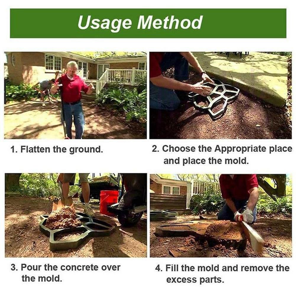 Zwart Plastic Maken Diy Bestrating Mal Huis Tuin Floor Road Beton Stepping Oprit Steen Path Mold Patio Maker Tuinieren