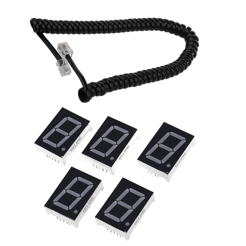 5 Pcs Common Cathode 10 Pin 1 Bit 7 Segment Red LED Display Digital Tube & 1x 2 m Telephone Extension Coil Cable Cord: Default Title