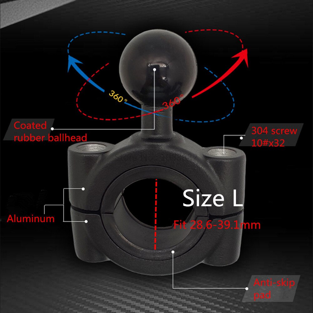 Jadkinsta Motorcycle Handlebar Brake Clutch Control Base Combo U Bolt Mount with 1 inch Rubber Ball Mount for Gopro Cam: Rod clamp size L