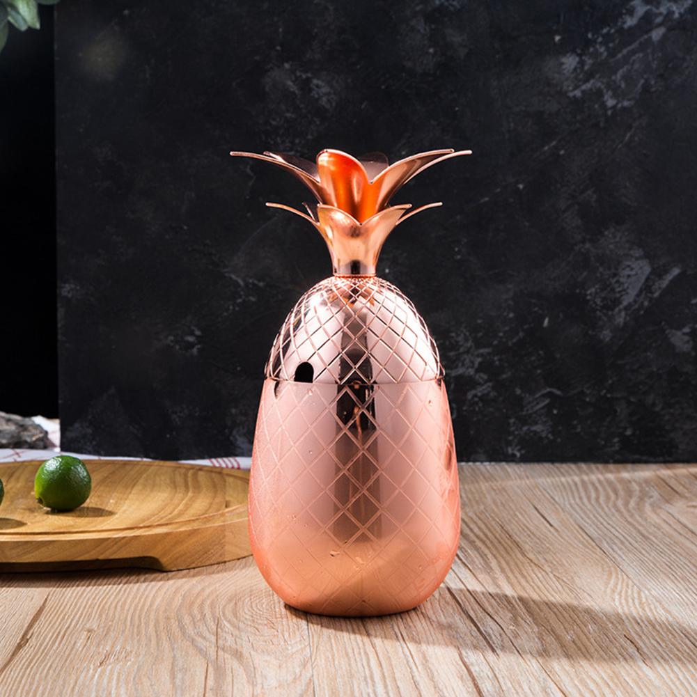 Ananasform rustfrit stål cocktailglas dekoration 500ml: Rosenrød