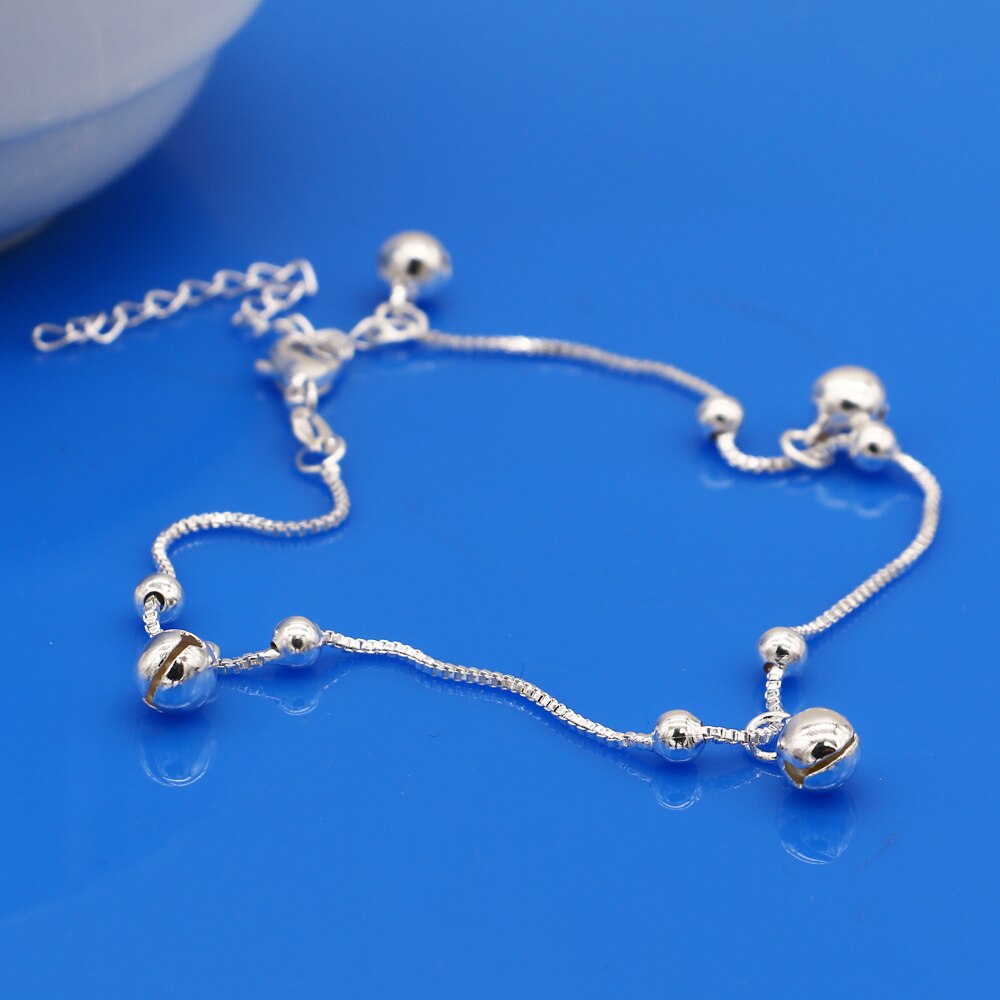 Leuke Sterling Zilveren Bel Enkelbandje. 100% Massief 925 Sterling Zilveren Enkelbanden Voor Meisjes. Charmante Vrouw Zilveren Sieraden.