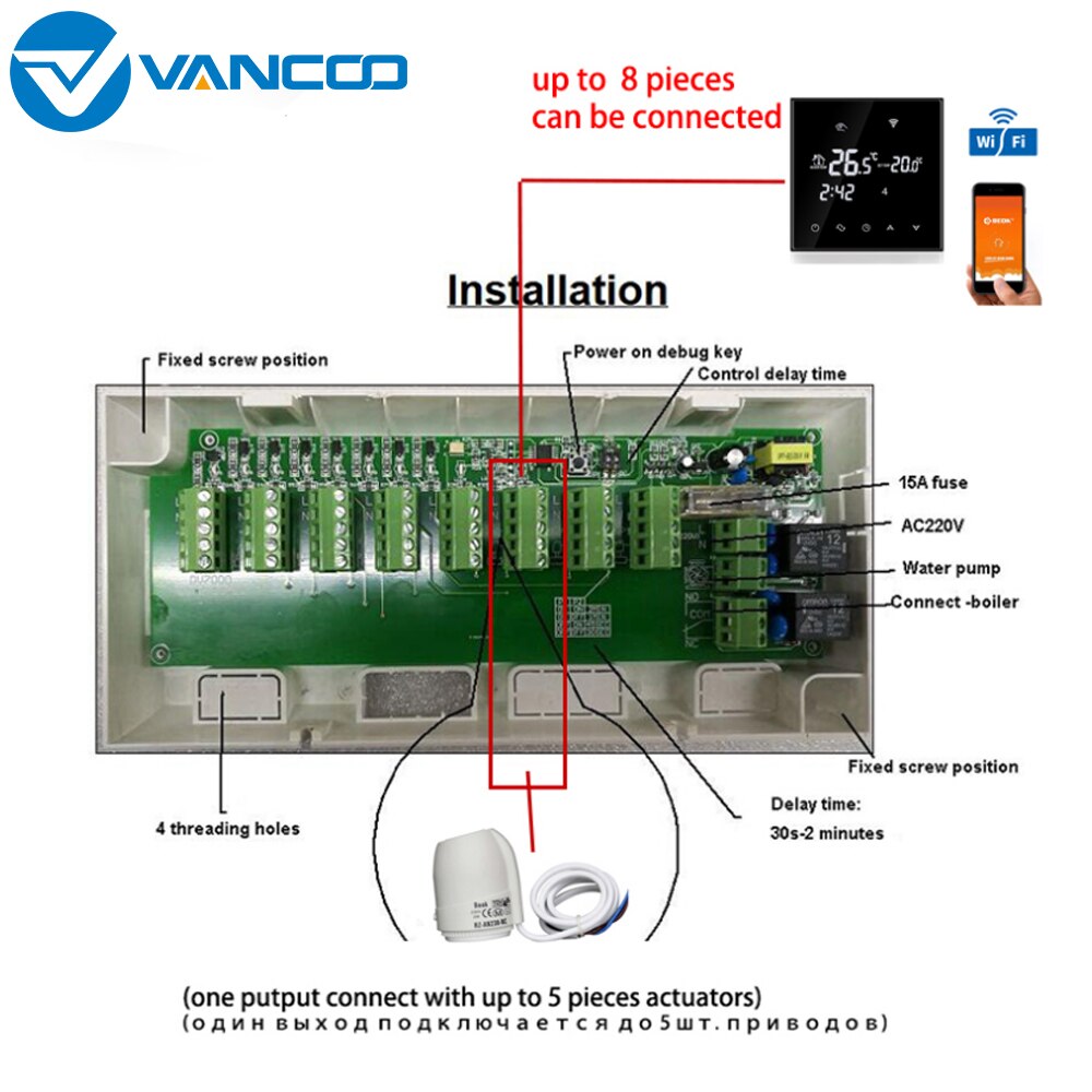 Vancoo Smart Water Heating Thermostat 220V WIFI Temperature Controller and Hub Controller Central Control Unit Floor Heating