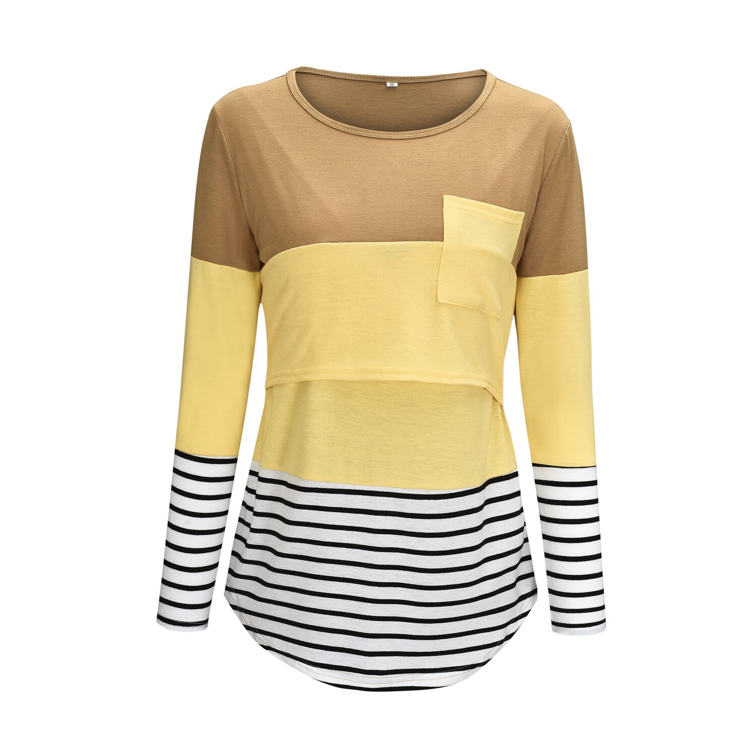 Kvinnor mamma gravid kläder blus skjorta amning mamma långärmad randiga tees kläder jurk amning