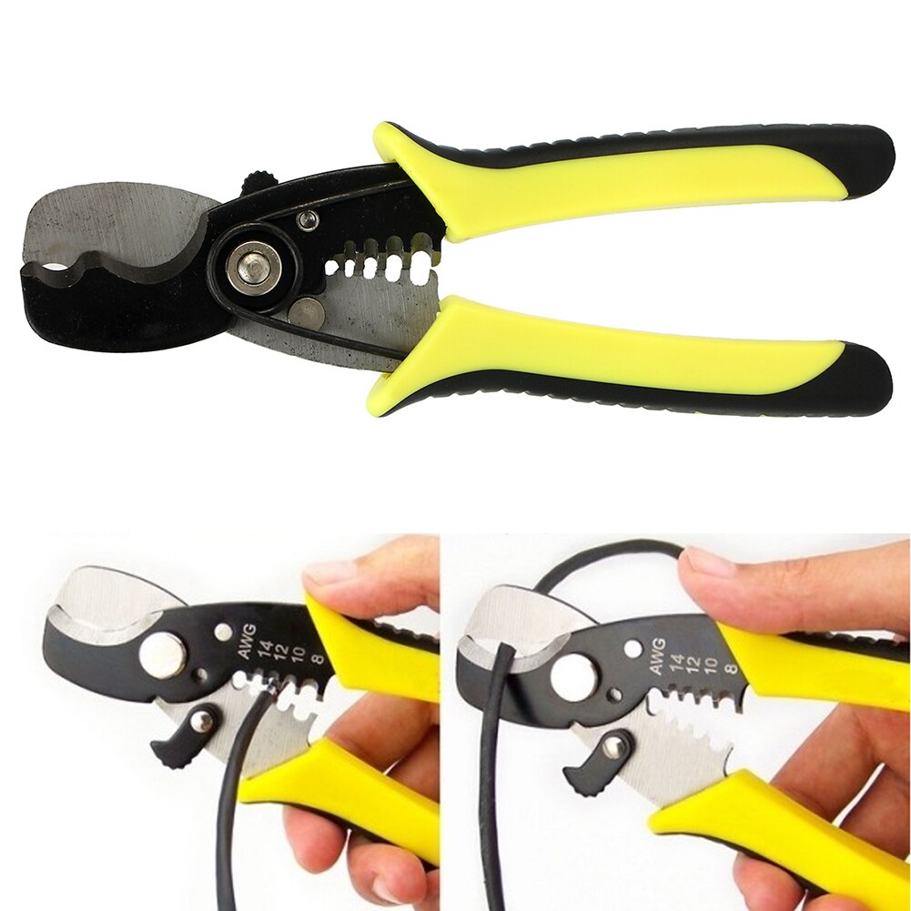 7 inch Adjustable Cable Stripper Wire Cutting Scissor Multifunction Cable Cutter Crimp Stripping Pliers for Electrical Tool