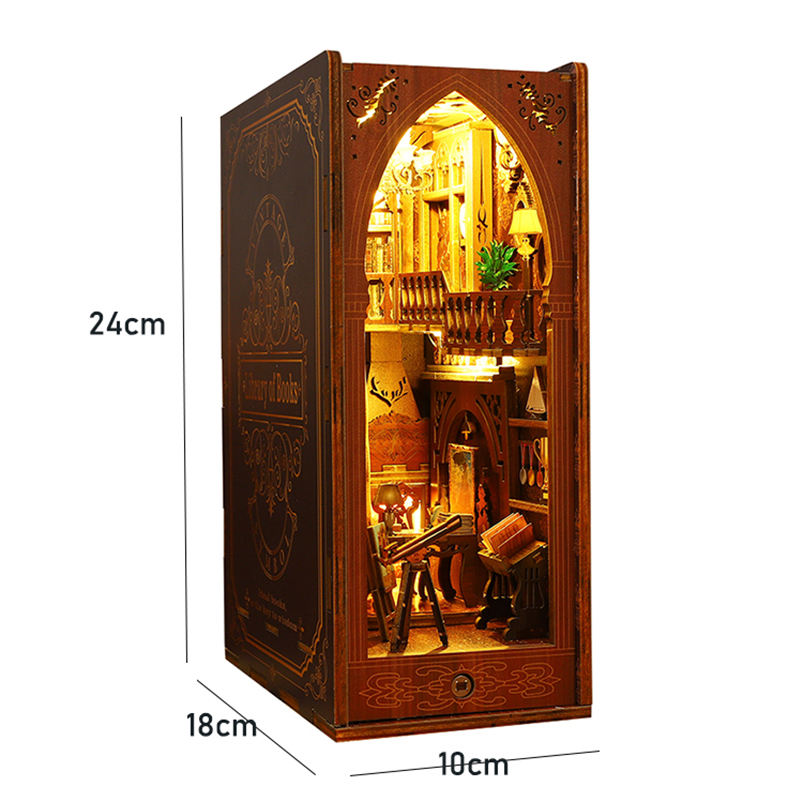 Boekenplank Set Houten Miniatuur Poppenhuis Micro Assembly Building Model 3D Puzzel Boekenplank Kamer Boekensteun Speelgoed Kinderen Verjaardagscadeautjes