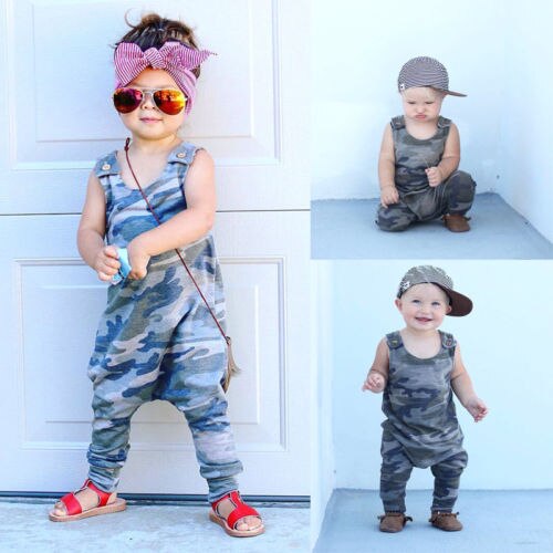 neue Sommer Camo Strampler Jungen Mädchen ärmellos Spielanzugoverall Baumwolle Neugeborenen Outfits Kleidung Heißer
