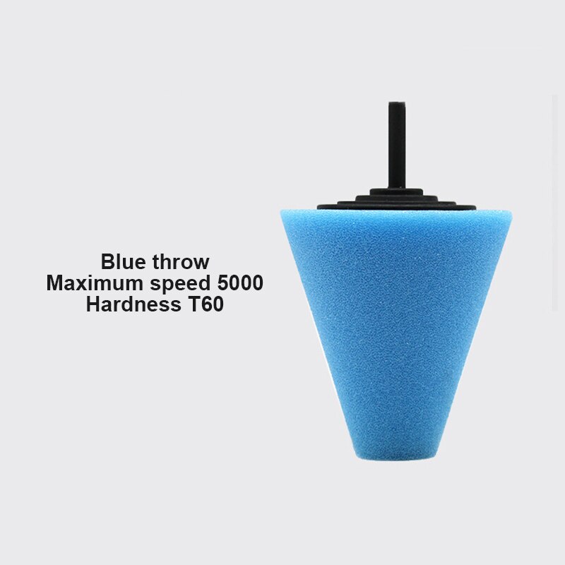 Almohadilla de espuma para pulir faros de coche, Kit de almohadillas de pulido en forma de cono para pulir neumáticos, buje de rueda: Blue