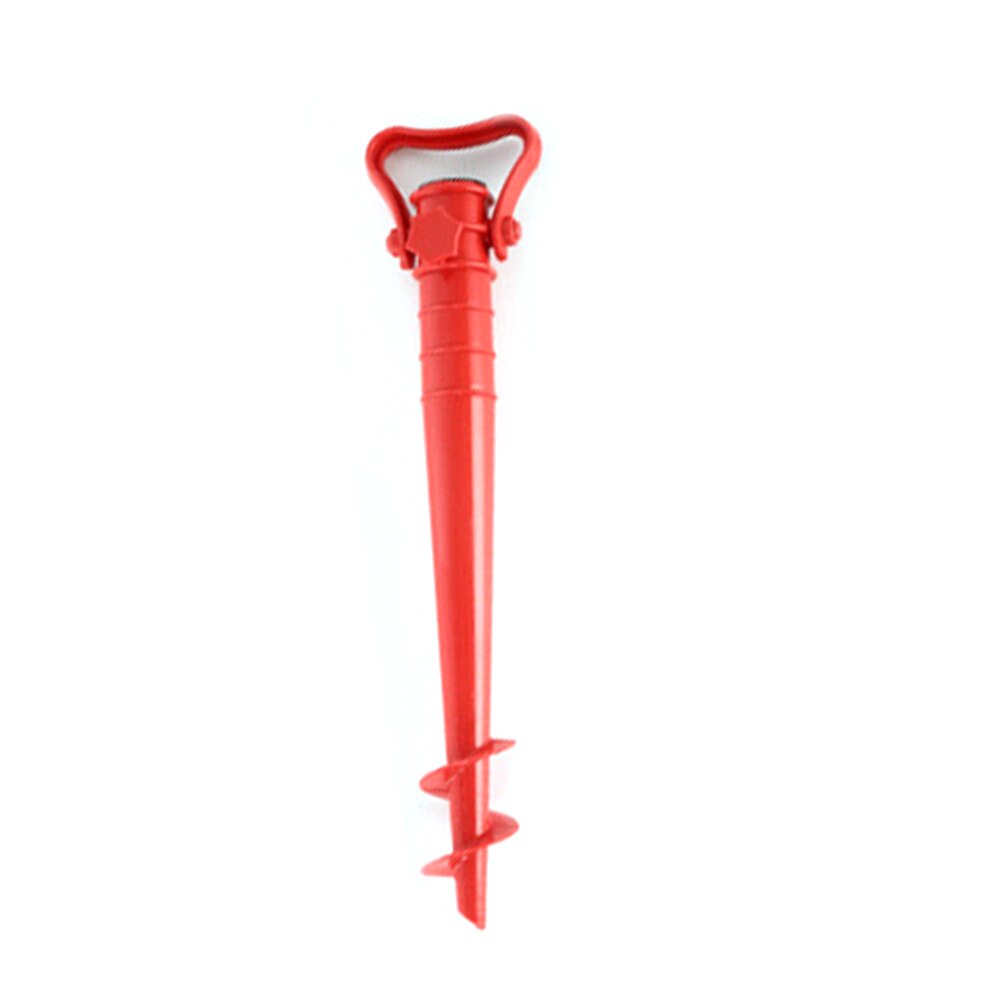 Manual Beach Umbrella Spike Parasol Fishing Stand Rain Gear Portable Windproof Garden Patio Outdoor With Handle Ground: Red