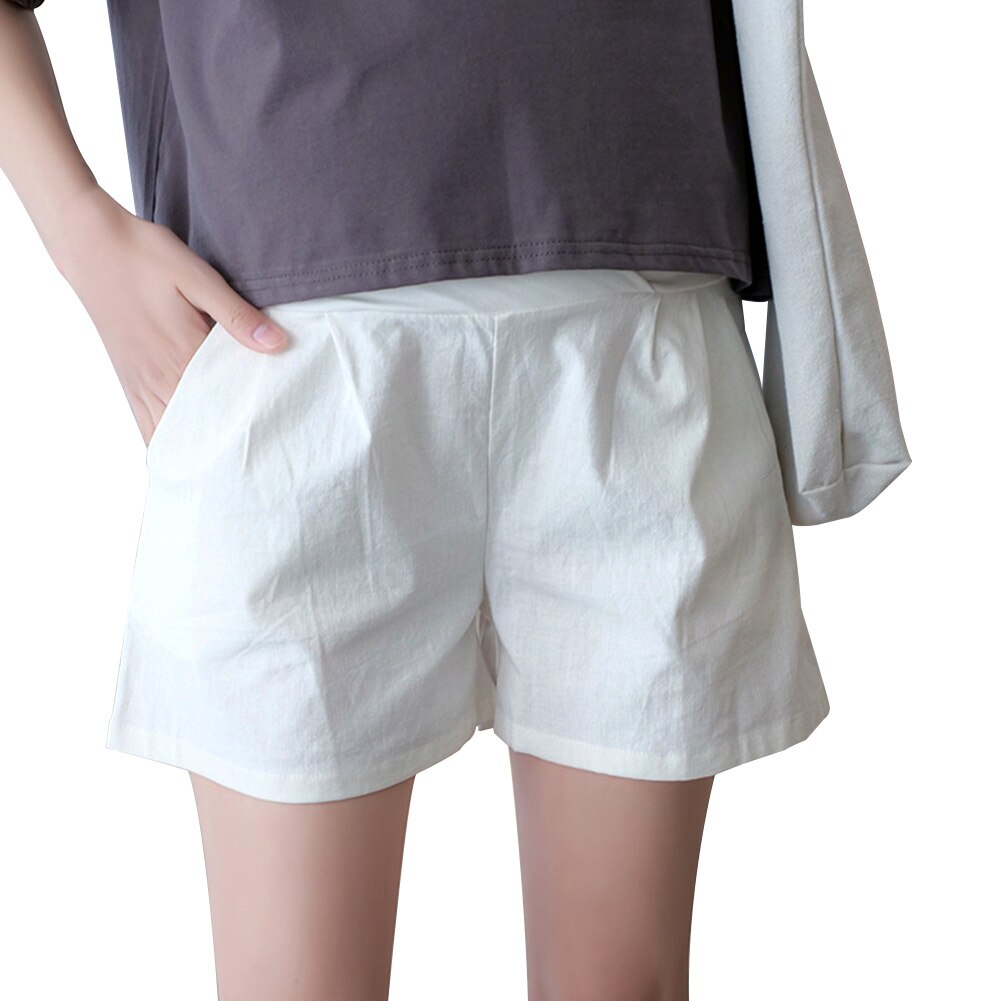 Moederschap Shorts Solid Over Buik Linnen Katoen Zwangerschap Casual Outdoor Mode Zomer Elastische Taille Ademend Dunne Zachte