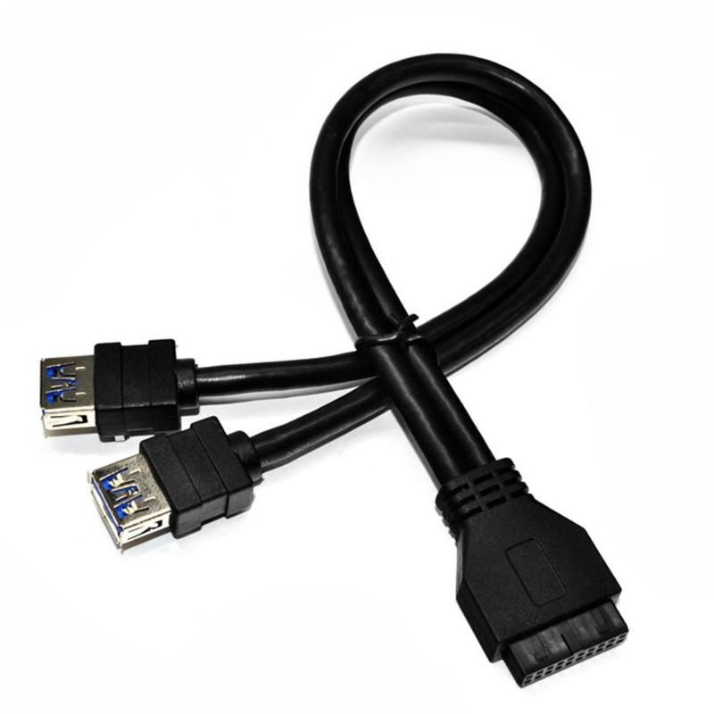 Usb 3.0- kabel met hoge snelheid , 20- pins, 2- poorts usb 3.0- hub, usb 3.0- frontpaneelkabeladapter met vaste voet voor pc-desktopcomputer