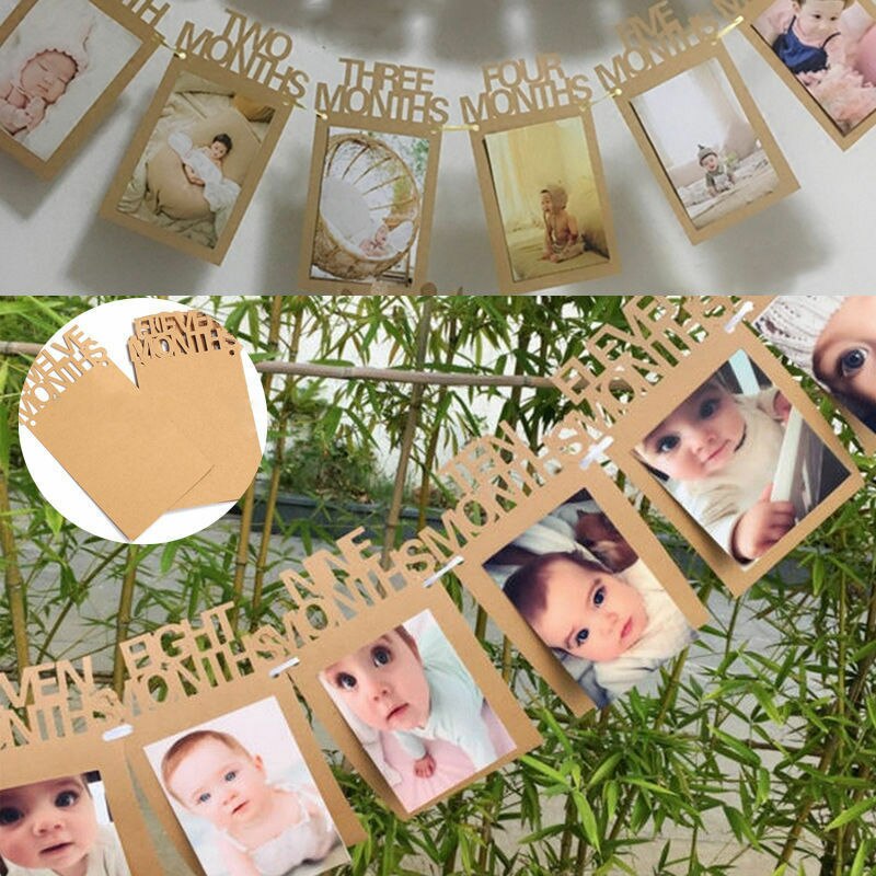 Baby 1st verjaardag 1-12 maanden papieren fotohouder voor bruiloft babyshower