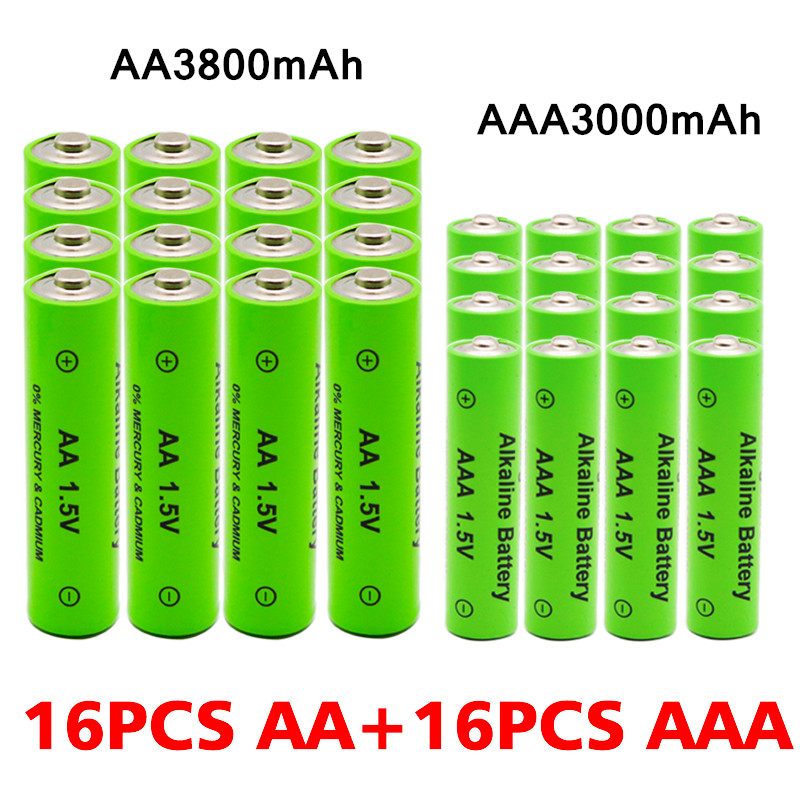 AA + AAA rechargeable AA 1.5V 3800mAh/1.5V AAA 3000mah Alkaline battery flashlight toys watch MP3 player replace Ni-Mh battery: Blue