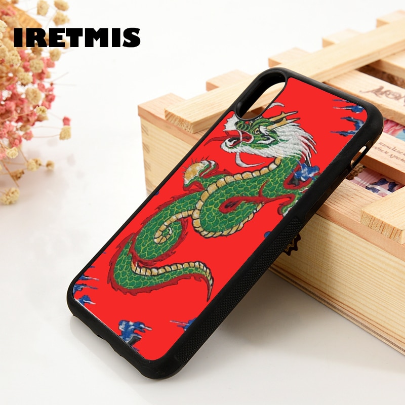 Iretmis 5 5S SE 6 6S Soft TPU Silicone Rubber phone case cover for iPhone 7 8 plus X Xs 11 Pro Max XR Red Dragon