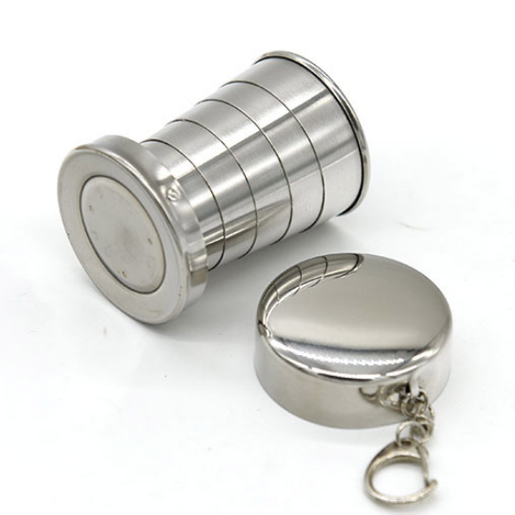 Taza plegable para viajes al aire libre, vaso retráctil portátil de acero inoxidable, copa para vino de Metal, Mini taza plegable telescópica de vidrio, 75ml