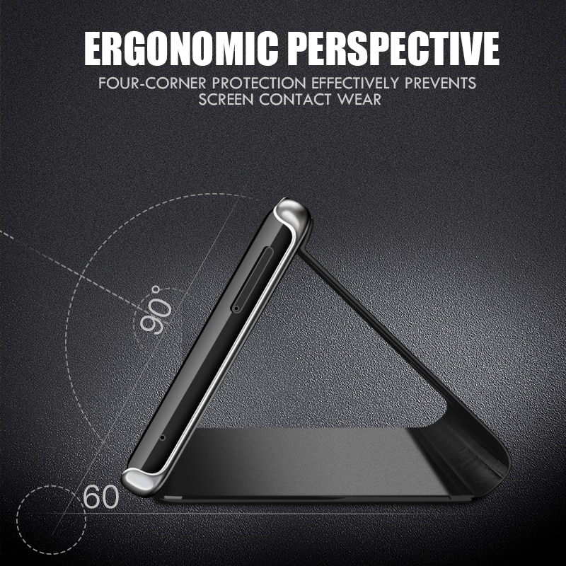 Smart spejlflip etui til huawei  p30 lite light pro clear view cover til huawei  p 30 30 lite 30 pro  p30 lite  p30 pro stående coque