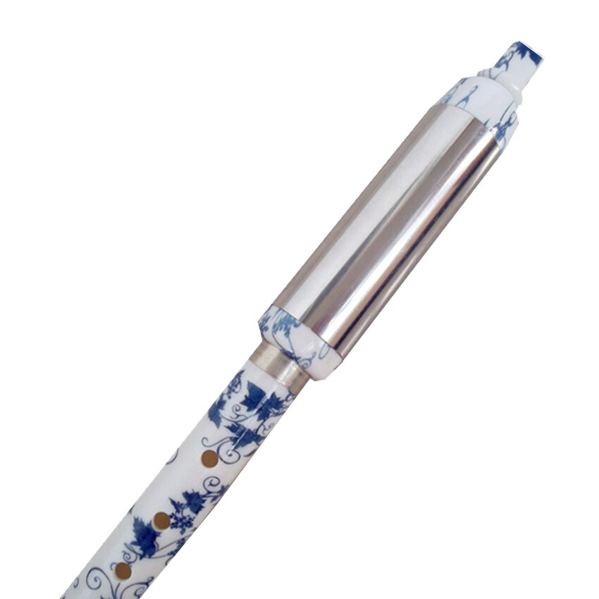 Flauta de porcelana blanca y azul china de baquelita, instrumento folclórico desmontable, Bawu, Flauta Vertical