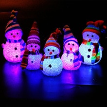 3pcs kerstversiering kinderen Kerstboom Decoraties kerstmissneeuwman pop Willekeurige Kleur nachtlampje