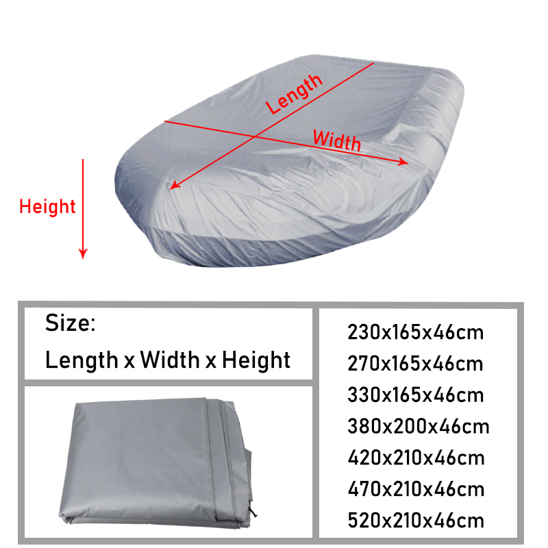 V-vorm Marine Boot Cover Grote Waterdichte Stofdichte AntiUV Regen Sneeuw Opblaasbare Boot Rubberboot Vissen Rubberboot Universele Hoes: 205x104x71cm / GRIJS