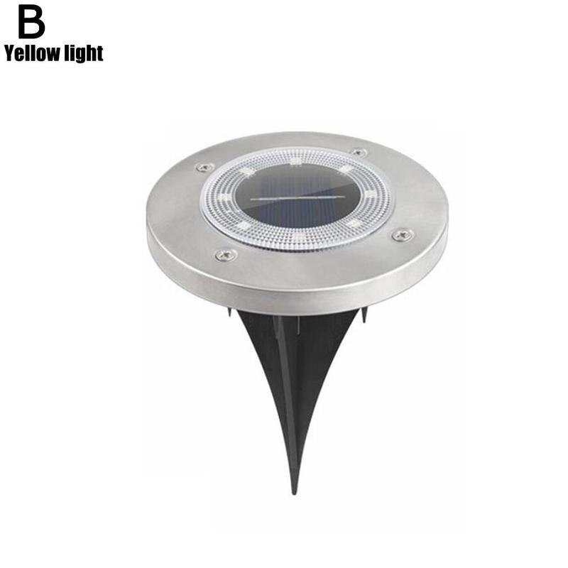 Sol 8 led begravet lys lampe udendørs reflektor lys tip med vokse jorden haven vandtæt dekoration led  m6 l 9: Gul