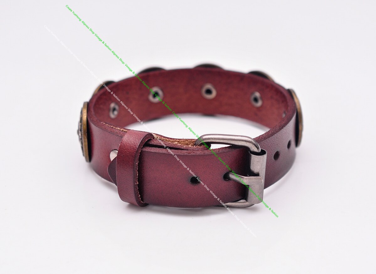 Antike Durcheinander Südwesten Blumen- Concho Besetzt Leathercraft Gemüse bräunen Braun Leder Armbinde Armbinde Manschette Armreif