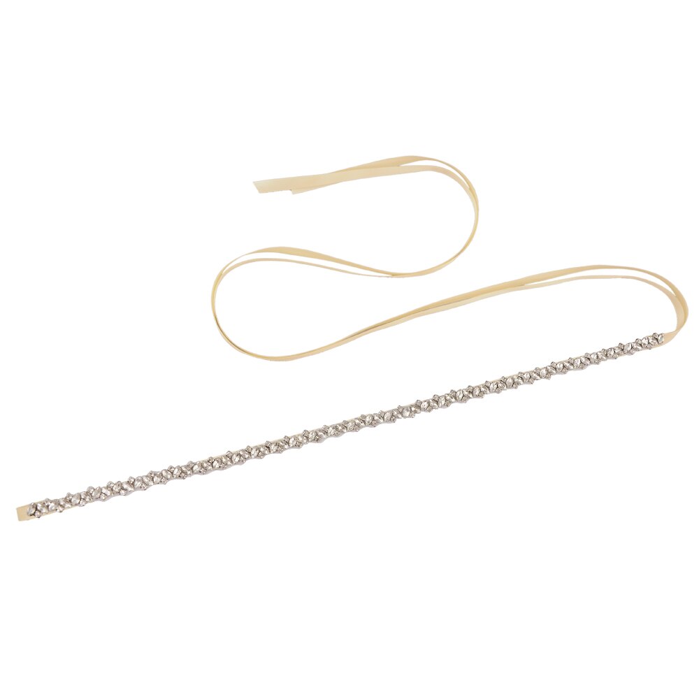 Pasek ślubny trixy z  s404 kryształkami, wstążki, srebrny pas z diamentami, pas ślubny z koralikami, pas dla druhny, dodatki ślubne: Szampan