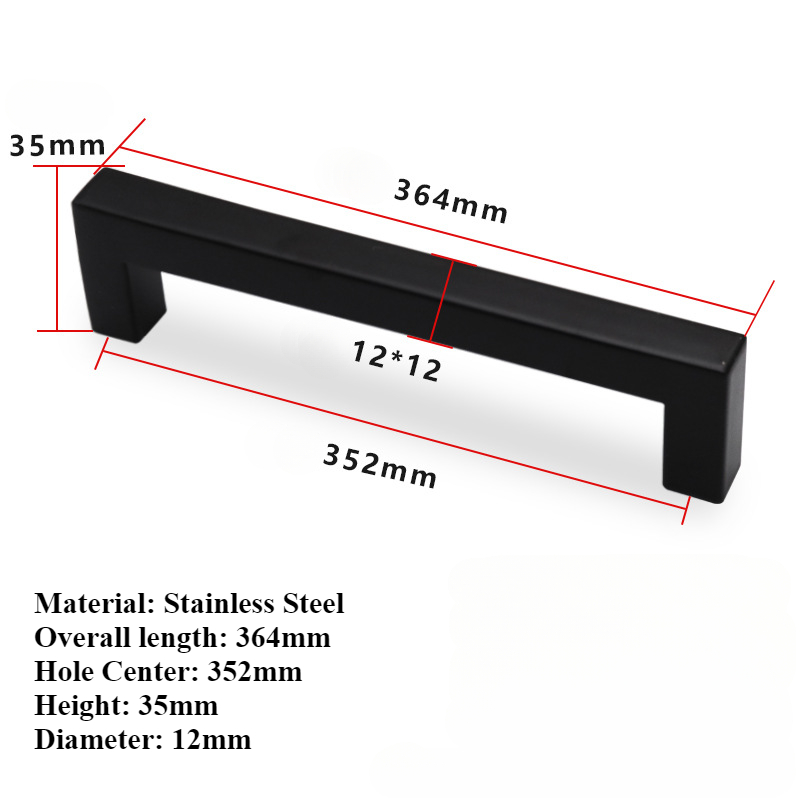 Door Handle Black Cabinet Handle Square Furniture Hardware Stainless Steel Kitchen Door Knobs Cupboard Wardrobe Drawer Pulls: Black/Gold