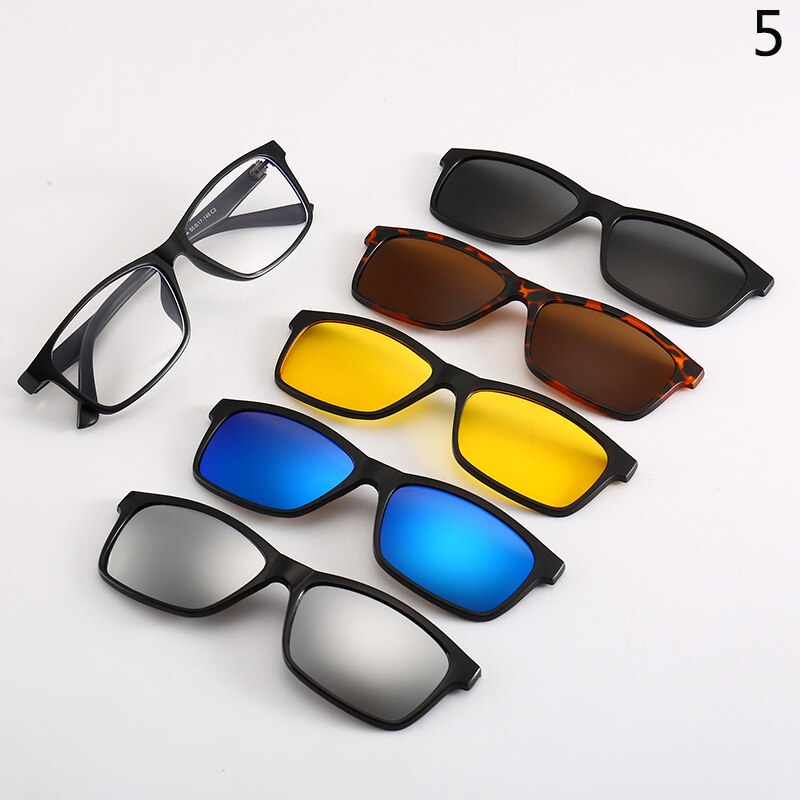 5 Pcs Magnetische Clip Zonnebril Mannen En Vrouwen Bril Met Gepolariseerde Brillen Bijziendheid Optische Reading Frame Met Pakket: 5