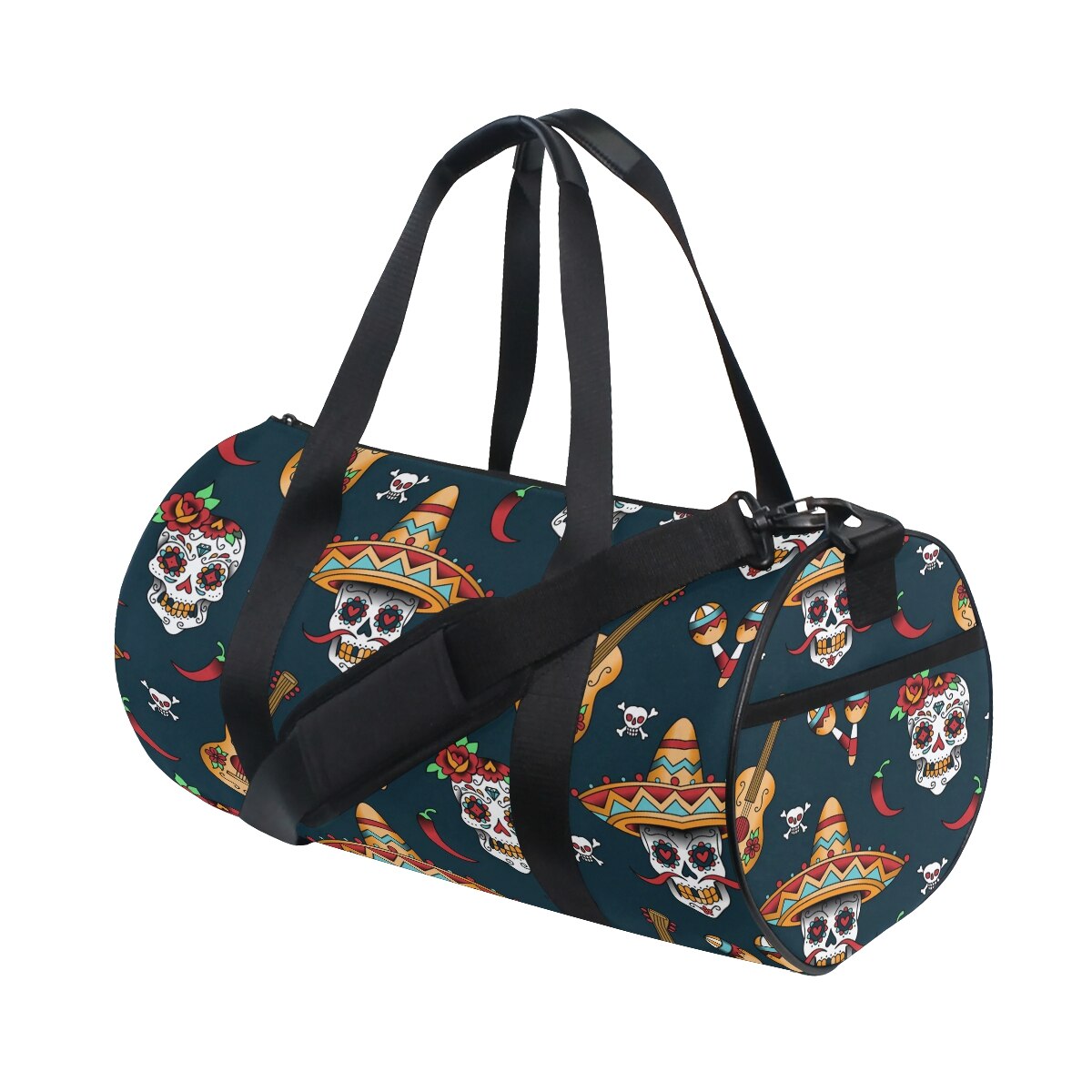 ALAZA Gym Travel Bag Sport Outdoor bags Skull Printing Canvas Women Large Pocket Casual Tote Handbag Shoulder Bag For Men: 06