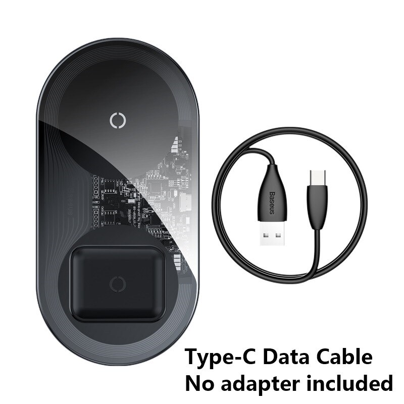 Baseus carregador sem fio qi 15w, carregador wireless, duplo, para airpods, iphone 11 pro max xs x, carregamento rápido carregador de indução samsung: Transparent