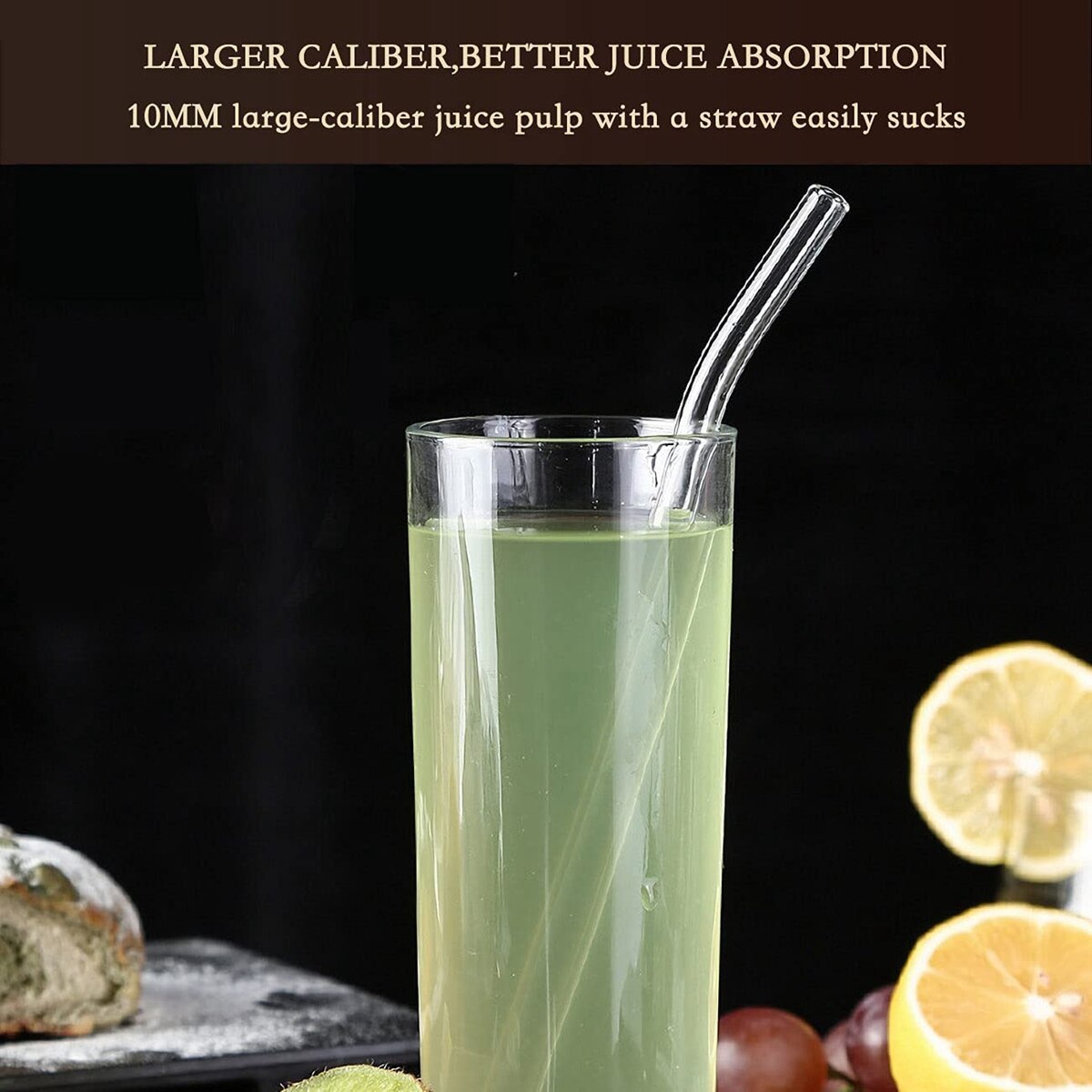 Glass Drinking Straws Kitchen Bar Reusable Drinking Straws Eco-friendly Glass Cocktail Straws for Juice Milk Coffee Bar Drinks