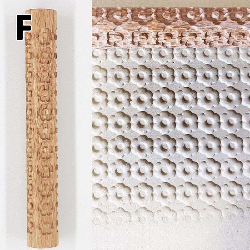 Wooden Texture Mud Pressed Roller Pattern Roller Rod Embossed Polymer Clay Rolling Pin Ceramic Pottery Art: F