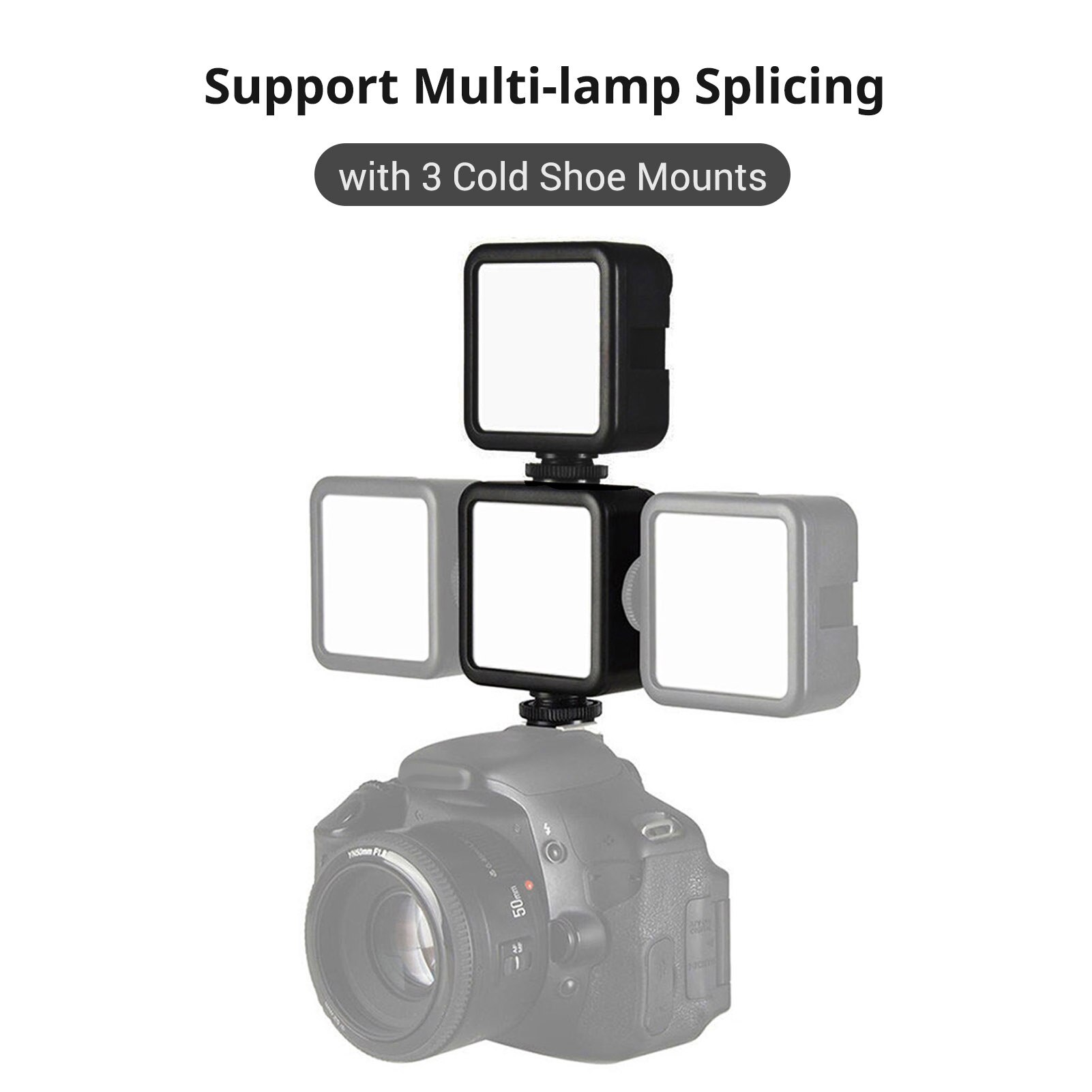 Photography Lighting Mini LED Video Light 5600K Dimmable studio Lamp 5W Built-In Rechargeable Battery 3 Cold Shoe Mounts 2pcs