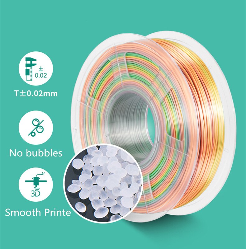 3D PLA Silk Rainbow Filament 1KG/500G/250G 1.75mm 3D Printer Filaments pla Rainbow Shiny Color Silk Texture Printing Materials