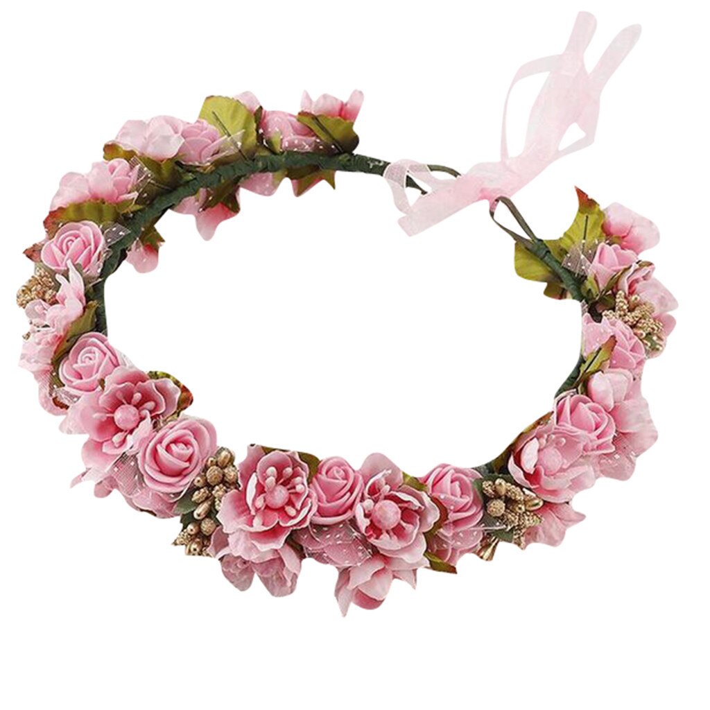 Ladies Bridal Flower Hair Circle Wedding Accessories Red Rose Hairpin Hair Jewelry weddings accessoire Bruids hoofddeksels: Pink