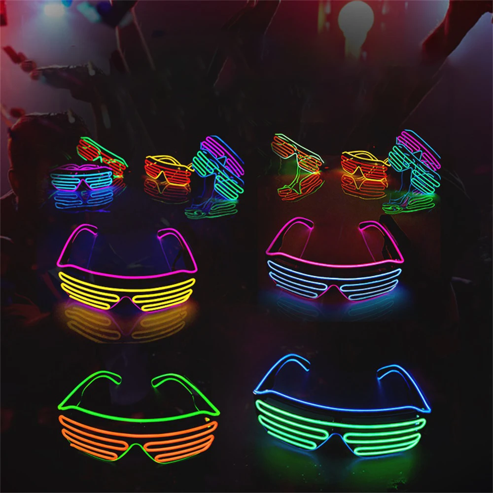 Gafas luminosas LED de neón para Navidad, decoraciones luminosas de Halloween, gafas con luz intermitente, accesorios de Cosplay, suministros para fiestas