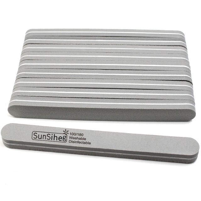 60Pcs Nail Files Nail Buffer 100/180 Double Side Grit Buffing Sanding Nail Makeup Tools Spong Nail File Women Salon: 60PCS-gray