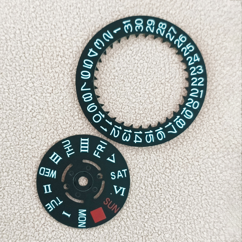 Black Roman NH35 NH36 Movement Wheel Dial Fits For NH35 NH36 Automatic Movement Crown at 3.0/3.8 oclock Date Week Wheel Dial