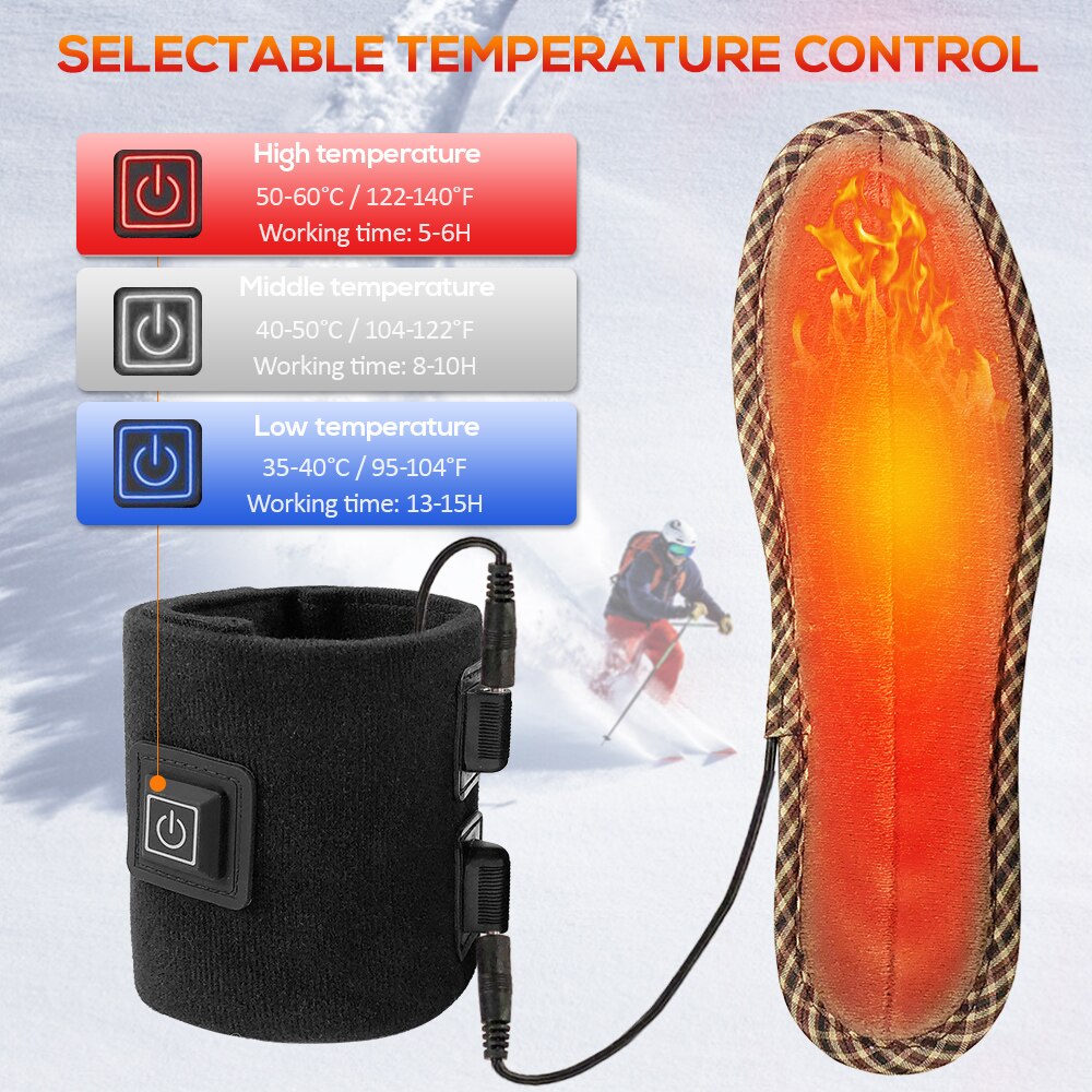USB Electric Heated Insoles Heating Shoes Pad InsertElectric Heated Feet Warmers for Men Women Camping Skiing Winter Sports