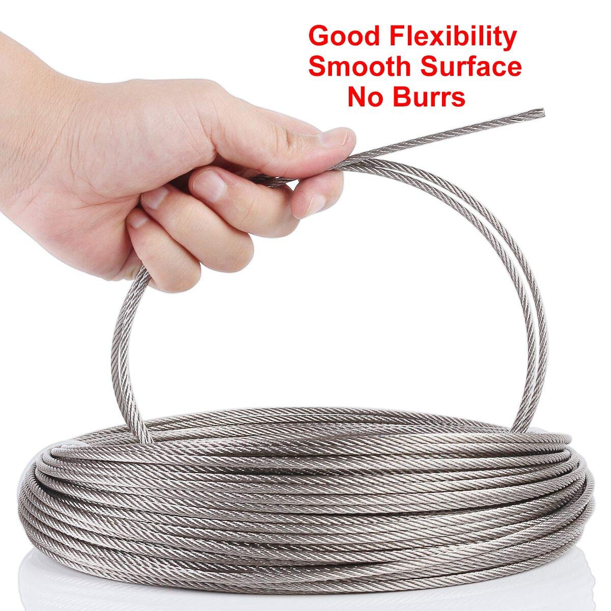 1/8 inch 316 Stainless Aircraft Steel Railing Wire Rope Cable 16FT 32FT 65FT 100FT 200FT 350FT