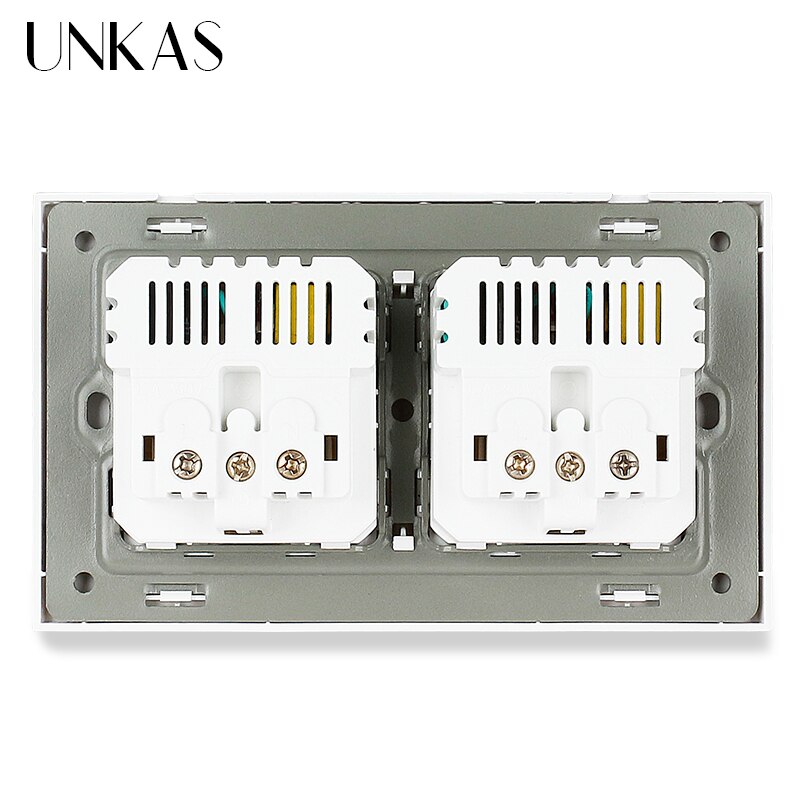 Unkas eu frans stopcontact met dubbele usb-poort + tv  rj11 telefoon  rj45 internet computeraansluiting 146mm * 86mm grijs glazen paneel stopcontact