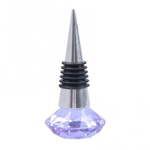 80%HOTCrystal Metal Silicone Leakproof Reusable Wine Stopper Bottle Sealer Cork Plug: Purple