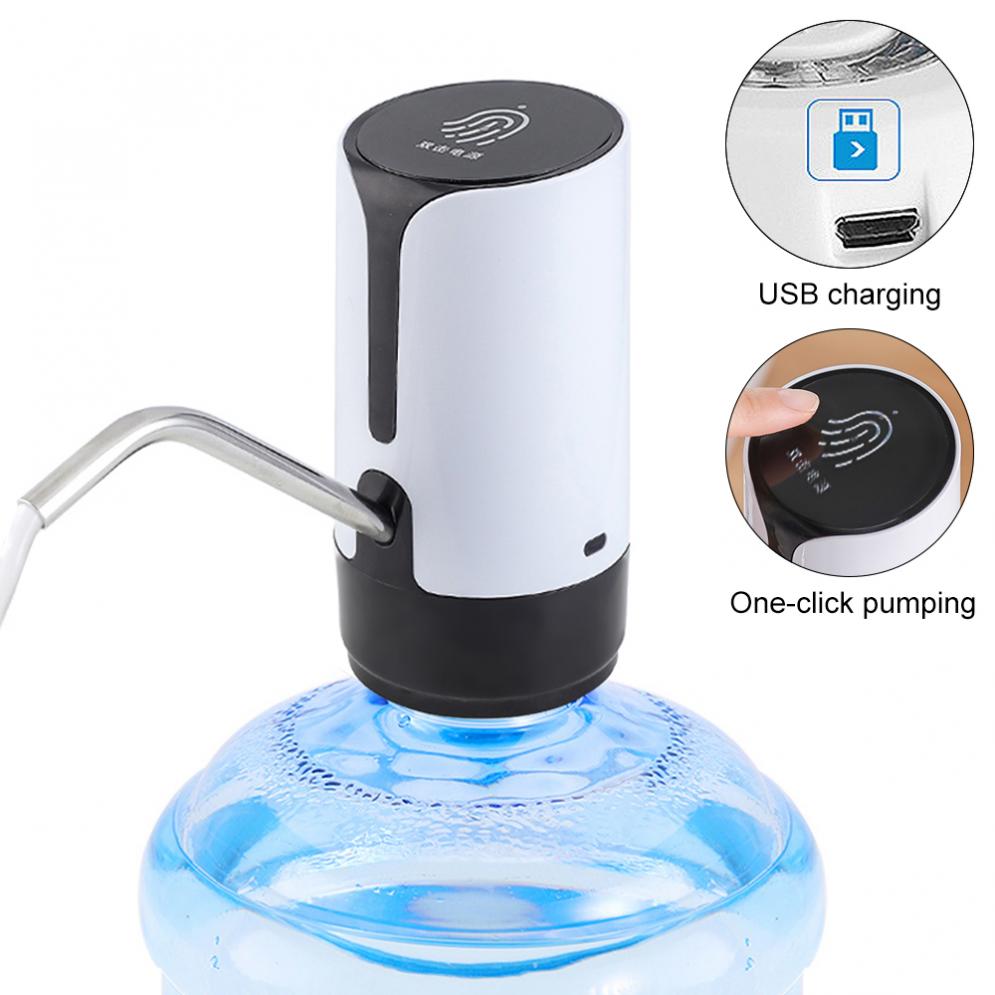 Portable Touch-button Wireless Electric Water Pump with USB Cable and 304 Stainless Steel Tube for 4.5L - 18.9L Barrelled Water