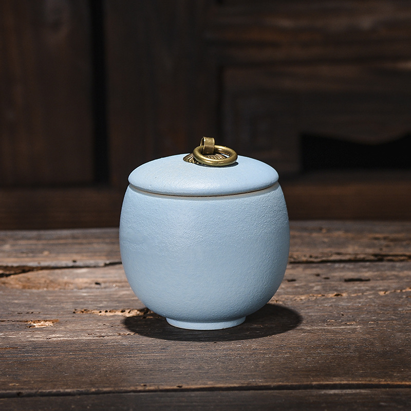 Słoik na herbatę ceramiczny, do kawy, do żywności, szczelny, do gospodarstwa domowego, odporny na wilgoć, do przechowywania, przenośne pudełko podróżne, pojemnik do przechowywania, do domu: Modry