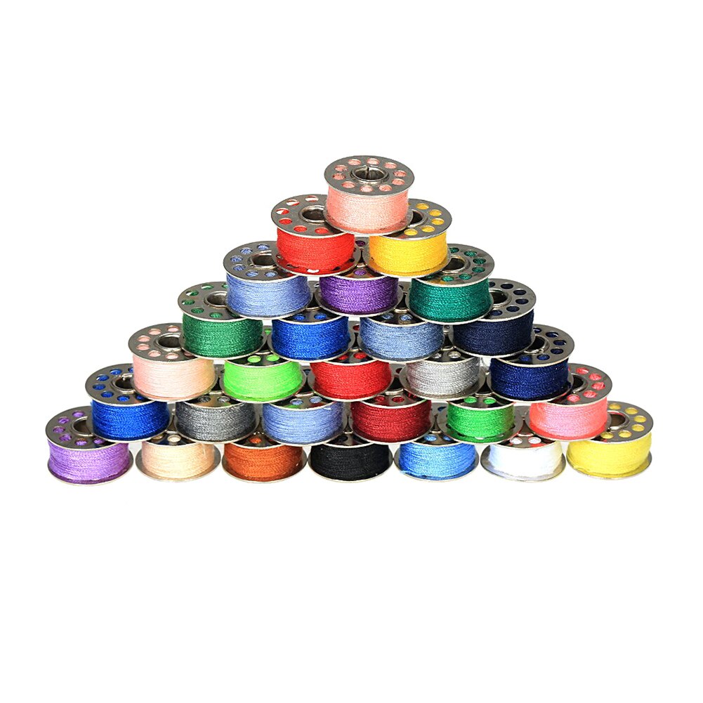 60pcs Mixed Colors Sewing Thread Set Metal Bobbins Thread Spools for Brother Janome Singer Household Sewing Machines